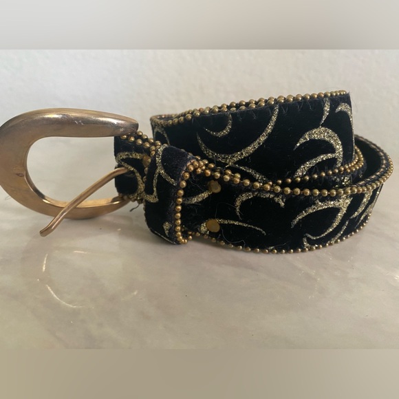 Vintage Elite Fresno California Velvet Belt Size Medium with Brass Buckle - Picture 13 of 14